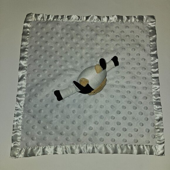 Cow Lovey Plush Baby Toy Minky Dot Satin Trim Pro Goleem White Black Brown - Picture 3 of 7